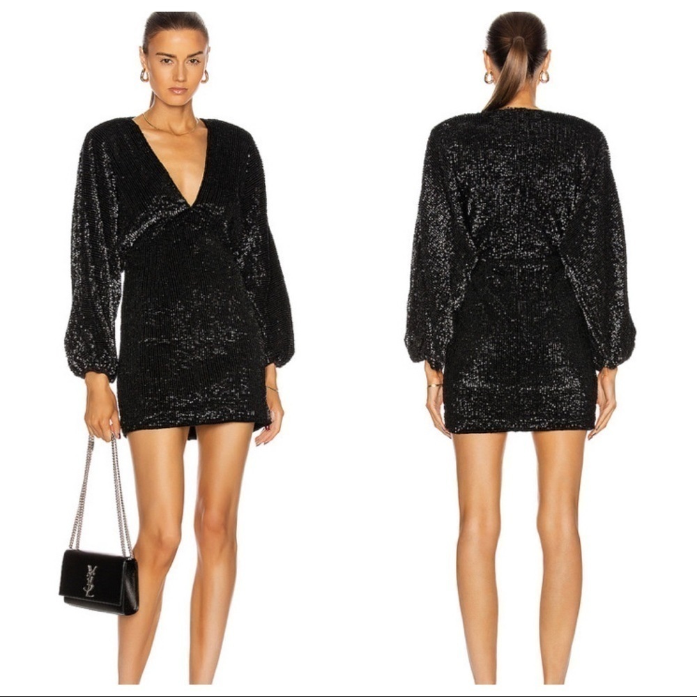 Retrofete Aubrey black long sleeve mini dress small NWT